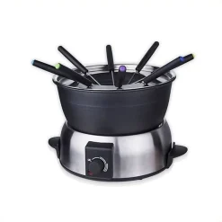 LITTLE BALANCE 8386 Fondue Elegance 8, Fondue électrique 8 personnes, Caquelon anti-adhésif 1,8 litres, 800 W, Inox brossé