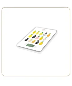 LITTLE BALANCE Balance de cuisine électronique 8341 Slim - 5 kg / 1 g - Plateau en verre trempé - Extra-plate - BD Ananas