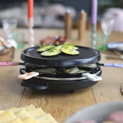 Livoo - Appareil à raclette 6 personnes DOC207P - 800W, plateau grill amovible, 29x29 cm, accessoires