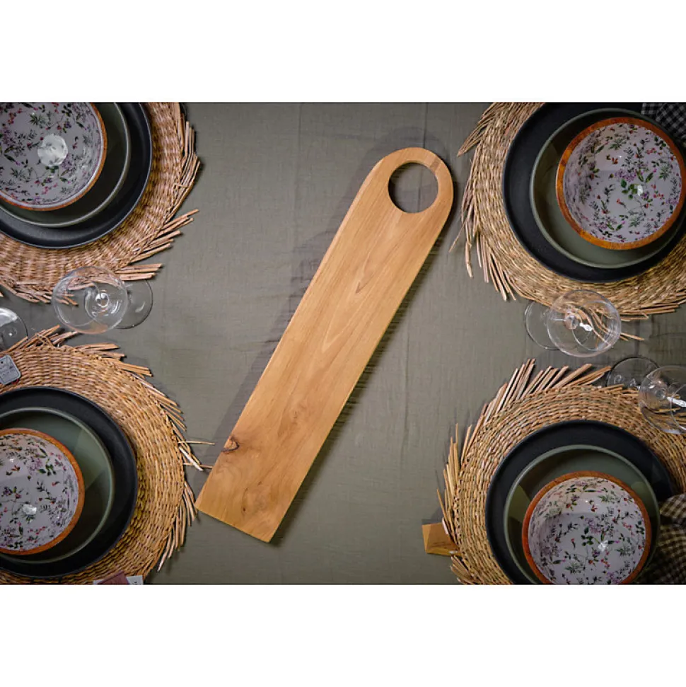 Longue planche à découper 61 cm bois de teck bout arrondi - STELLAR