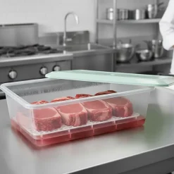 Lot 3 bacs de décongélation avec grille 4,2 L (couvercles de couleurs assorties). Hôtellerie, restauration, cuisines. Sans BPA