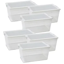 Lot 12 boîte de rangement hermétique 6 L, caisse de transport avec couvercle solide et clips sur les côtés - L 34 x P 21 x H 12 cm