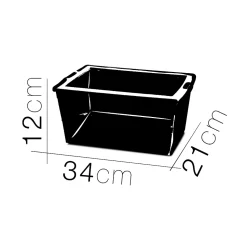 Lot 12 boîte de rangement hermétique 6 L, caisse de transport avec couvercle solide et clips sur les côtés - L 34 x P 21 x H 12 cm