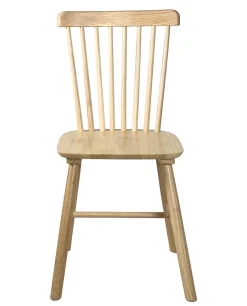 Lot 2 chaises bistrot à barreaux, bois massif hevea, MONA (Bois Clair)