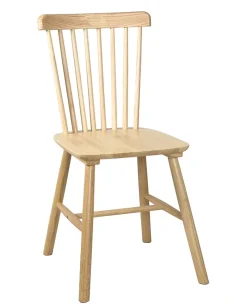 Lot 2 chaises bistrot à barreaux, bois massif hevea, MONA (Bois Clair)