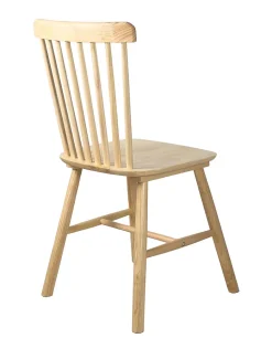 Lot 2 chaises bistrot à barreaux, bois massif hevea, MONA (Bois Clair)