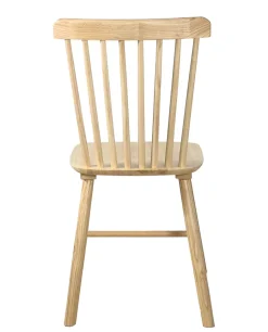 Lot 2 chaises bistrot à barreaux, bois massif hevea, MONA (Bois Clair)