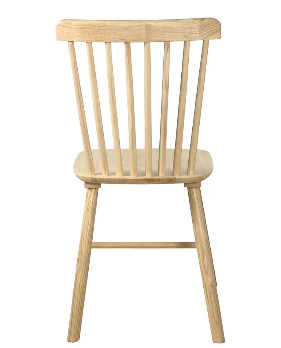 Lot 2 chaises bistrot à barreaux, bois massif hevea, MONA (Bois Clair)