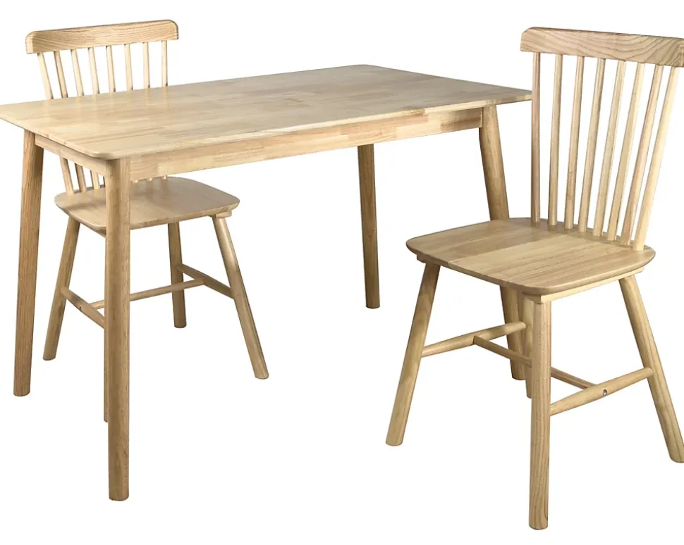 Lot 2 chaises bistrot à barreaux, bois massif hevea, MONA (Bois Clair)