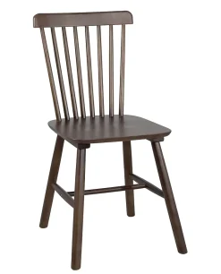 Lot 2 chaises bistrot à barreaux, bois massif hevea, MONA (Bois Foncé)