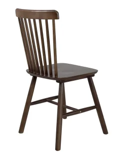 Lot 2 chaises bistrot à barreaux, bois massif hevea, MONA (Bois Foncé)