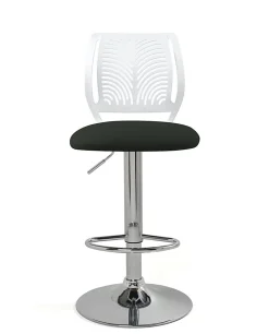 Lot 2 Chaises De Bar Coussin Simili, Pivotant Hauteur Réglable SAWA (blanc Noir)