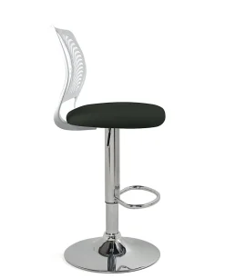 Lot 2 Chaises De Bar Coussin Simili, Pivotant Hauteur Réglable SAWA (blanc Noir)