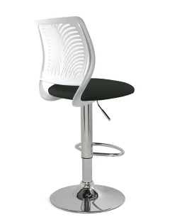 Lot 2 Chaises De Bar Coussin Simili, Pivotant Hauteur Réglable SAWA (blanc Noir)