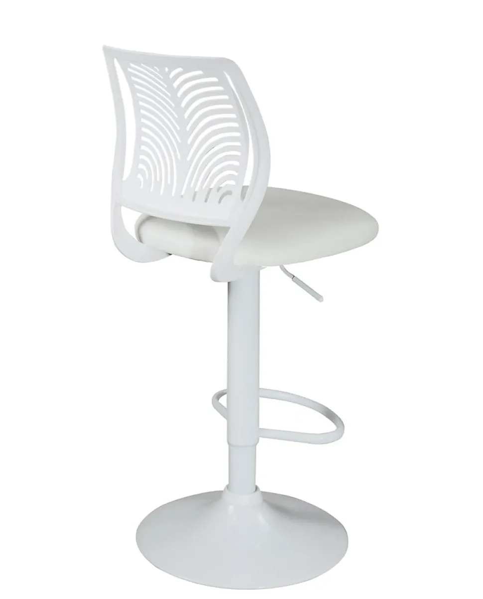 Lot 2 Chaises De Bar Coussin Simili, Pivotant Hauteur Réglable SAWA (blanc Intégral)