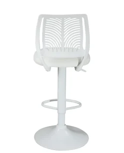 Lot 2 Chaises De Bar Coussin Simili, Pivotant Hauteur Réglable SAWA (blanc Intégral)