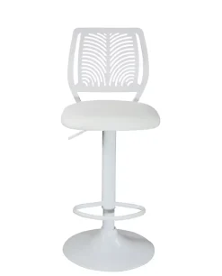 Lot 2 Chaises De Bar Coussin Simili, Pivotant Hauteur Réglable SAWA (blanc Intégral)