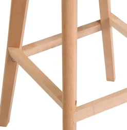 Lot 2 Chaises De Bar Scandinaves 70cm Large Siège Coussin Simili Pieds Bois TIKA (blanc)