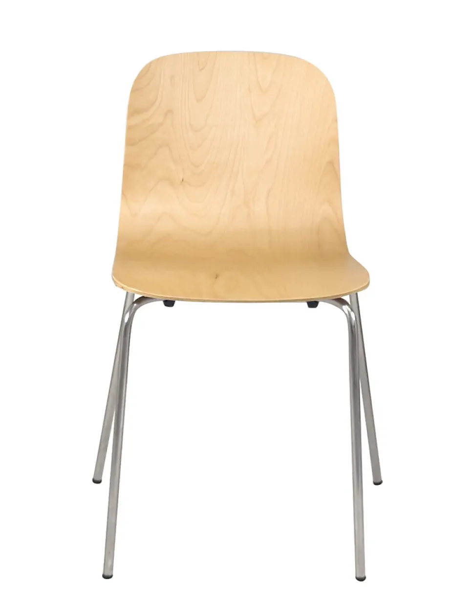 Lot 4 Chaises de Cuisine design Retro Siège Bois Pieds Chrome Rio (bois Clair)