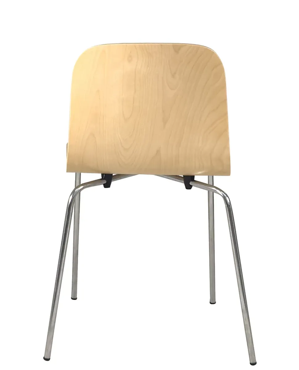 Lot 4 Chaises de Cuisine design Retro Siège Bois Pieds Chrome Rio (bois Clair)