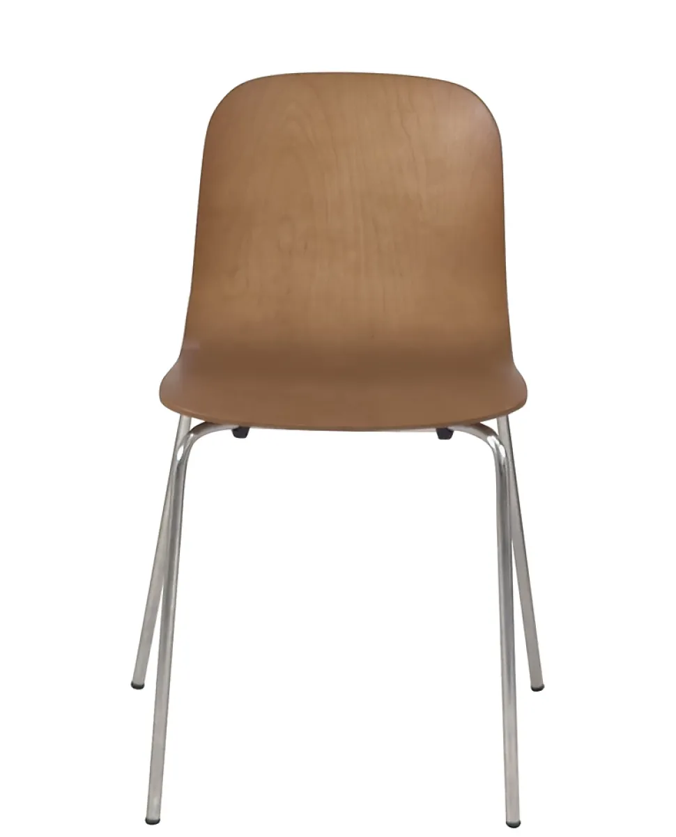 Lot 4 Chaises de Cuisine design Retro Siège Bois Pieds Chrome Rio (bois Foncé)