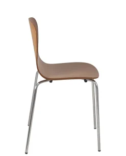 Lot 4 Chaises de Cuisine design Retro Siège Bois Pieds Chrome Rio (bois Foncé)