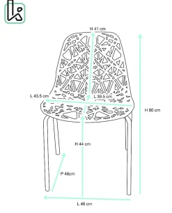 Lot 4 Chaises de Cuisine design Siège dentelle Nid D'abeille Pieds Chrome IKO (bleu)