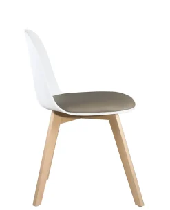 Lot 2 Chaises de Cuisine Scandinaves Pieds Bois Clair Coussin Simili Ufi (blanc-gris)