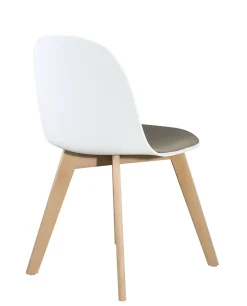 Lot 2 Chaises de Cuisine Scandinaves Pieds Bois Clair Coussin Simili Ufi (blanc-gris)