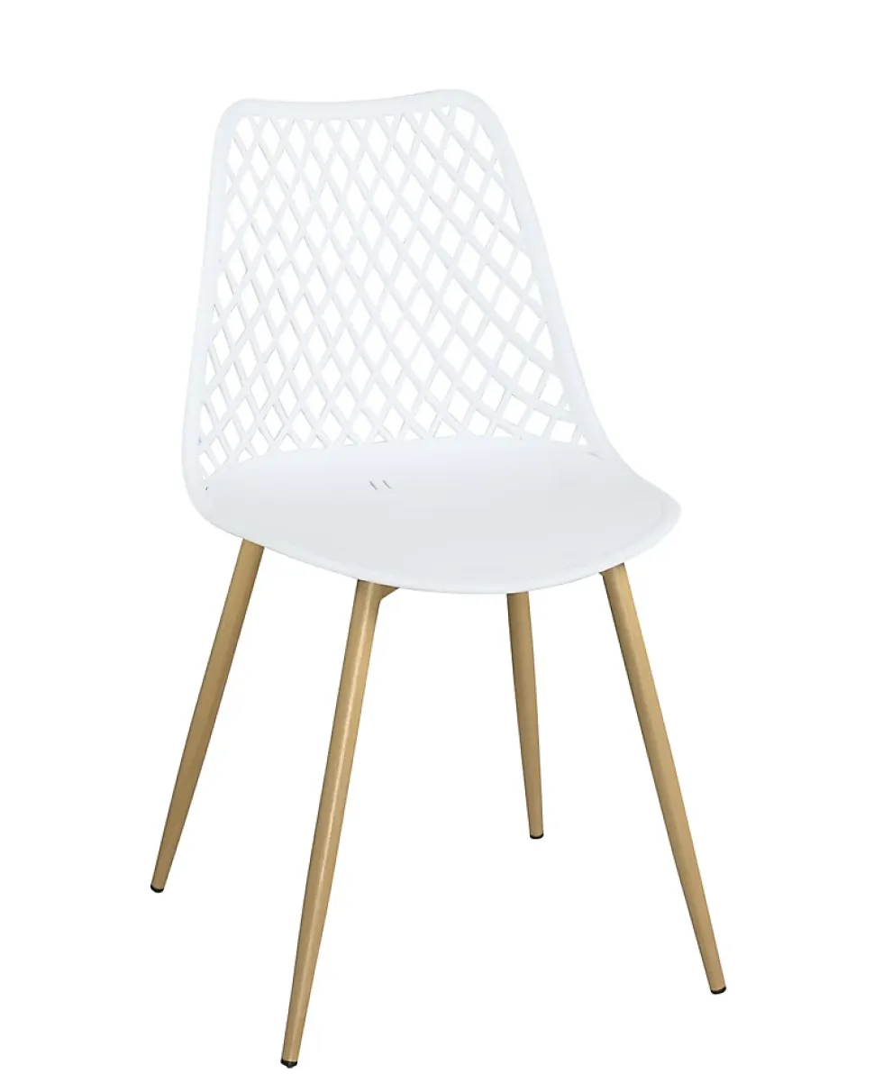Lot 2 chaises modernes scandinaves pieds métal kia (blanc)