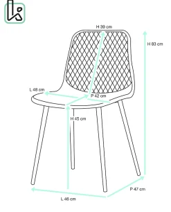Lot 2 chaises modernes scandinaves pieds métal kia (blanc)