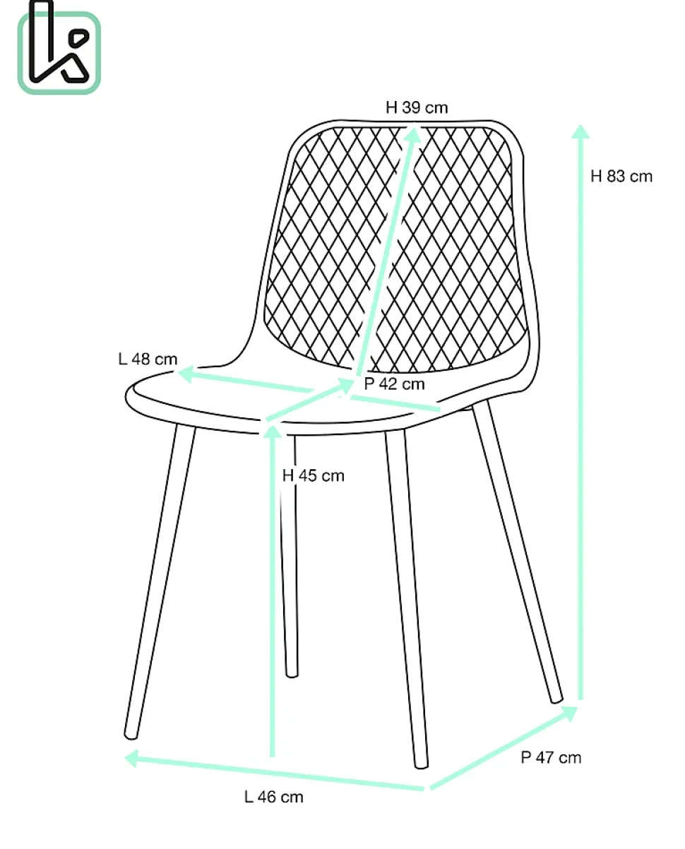 Lot 2 chaises modernes scandinaves pieds métal kia (blanc)