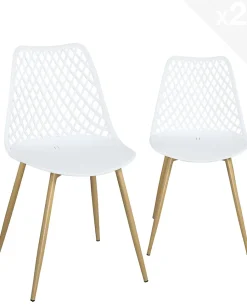 Lot 2 chaises modernes scandinaves pieds métal kia (blanc)