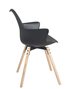 Lot 2 Chaises Scandinaves Accoudoirs Pieds Bois Clair Coussin Moti (noir Marron)