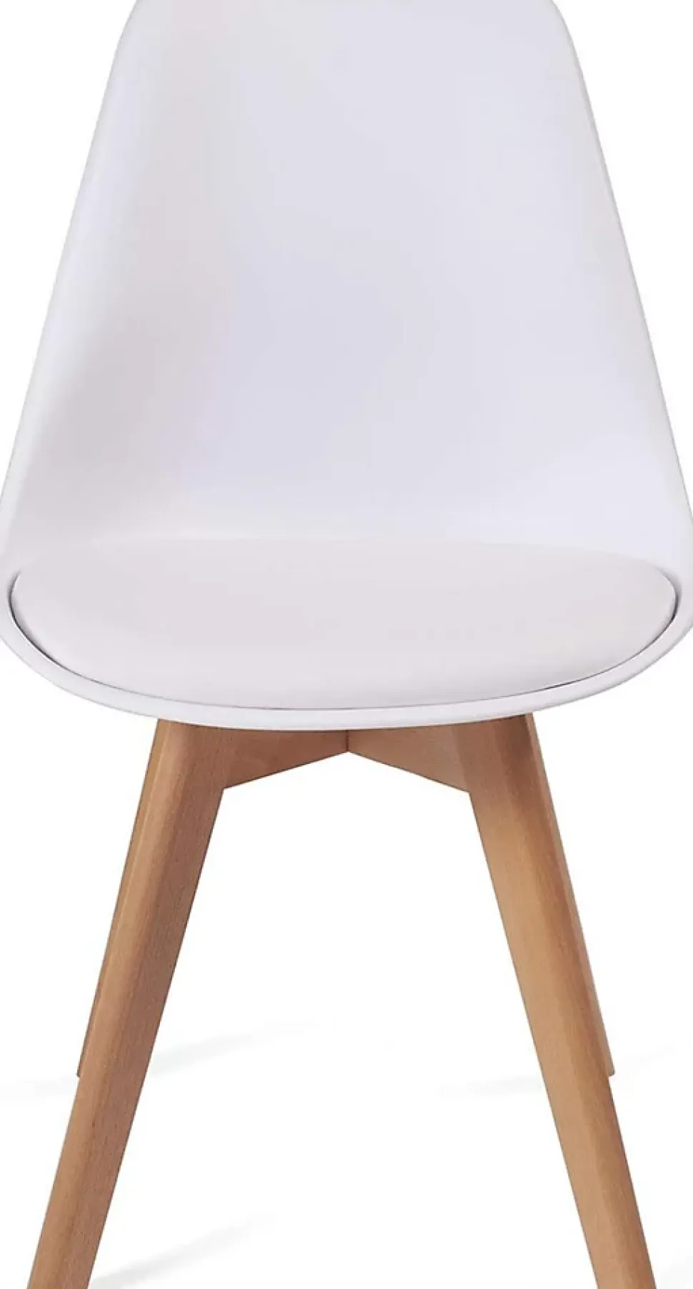 Lot 2 Chaises Scandinaves Large Siège Coussin Simili Pieds Bois Hêtre LAO (blanc)