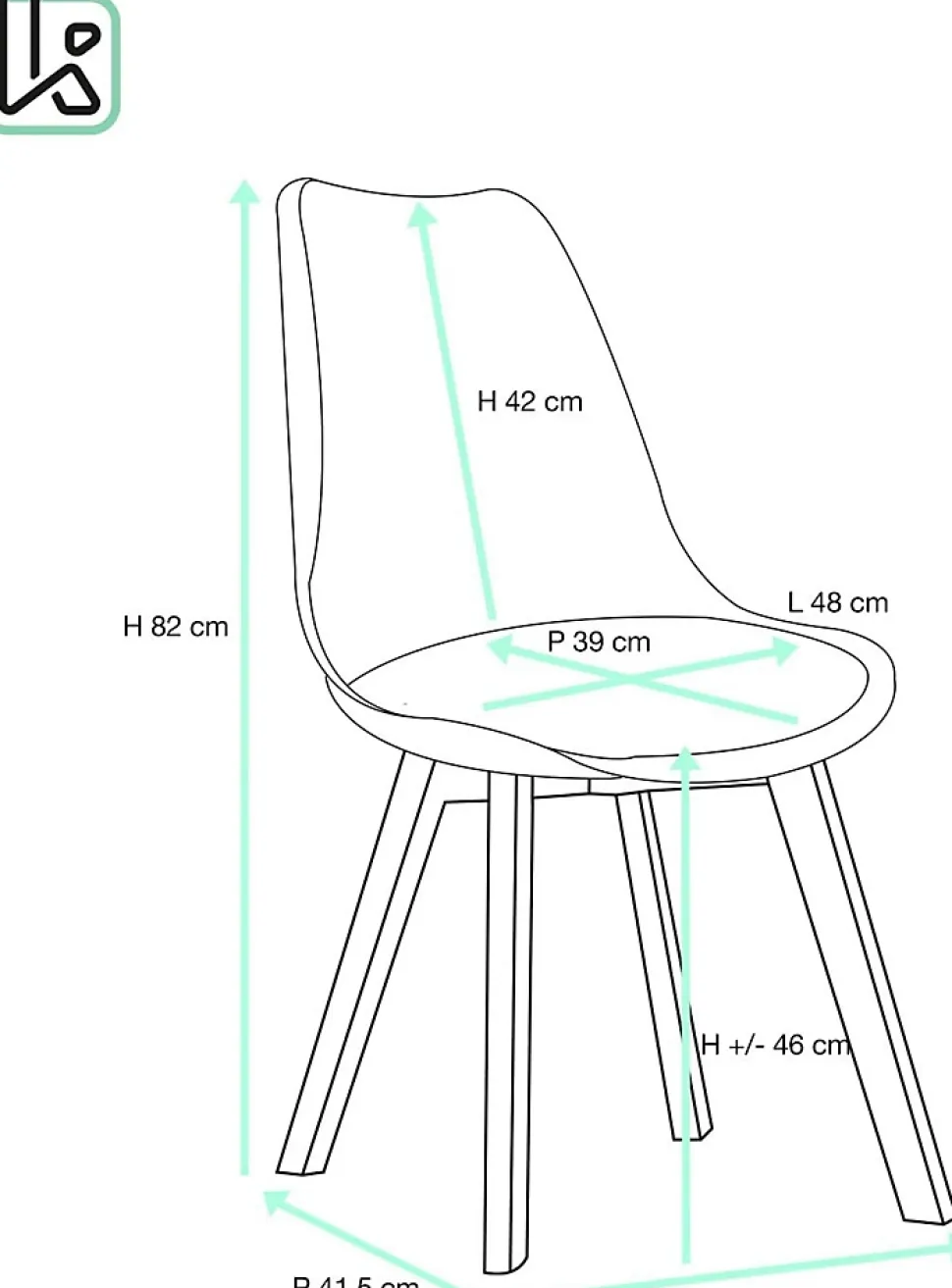 Lot 2 Chaises Scandinaves Large Siège Coussin Simili Pieds Bois Hêtre LAO (blanc)