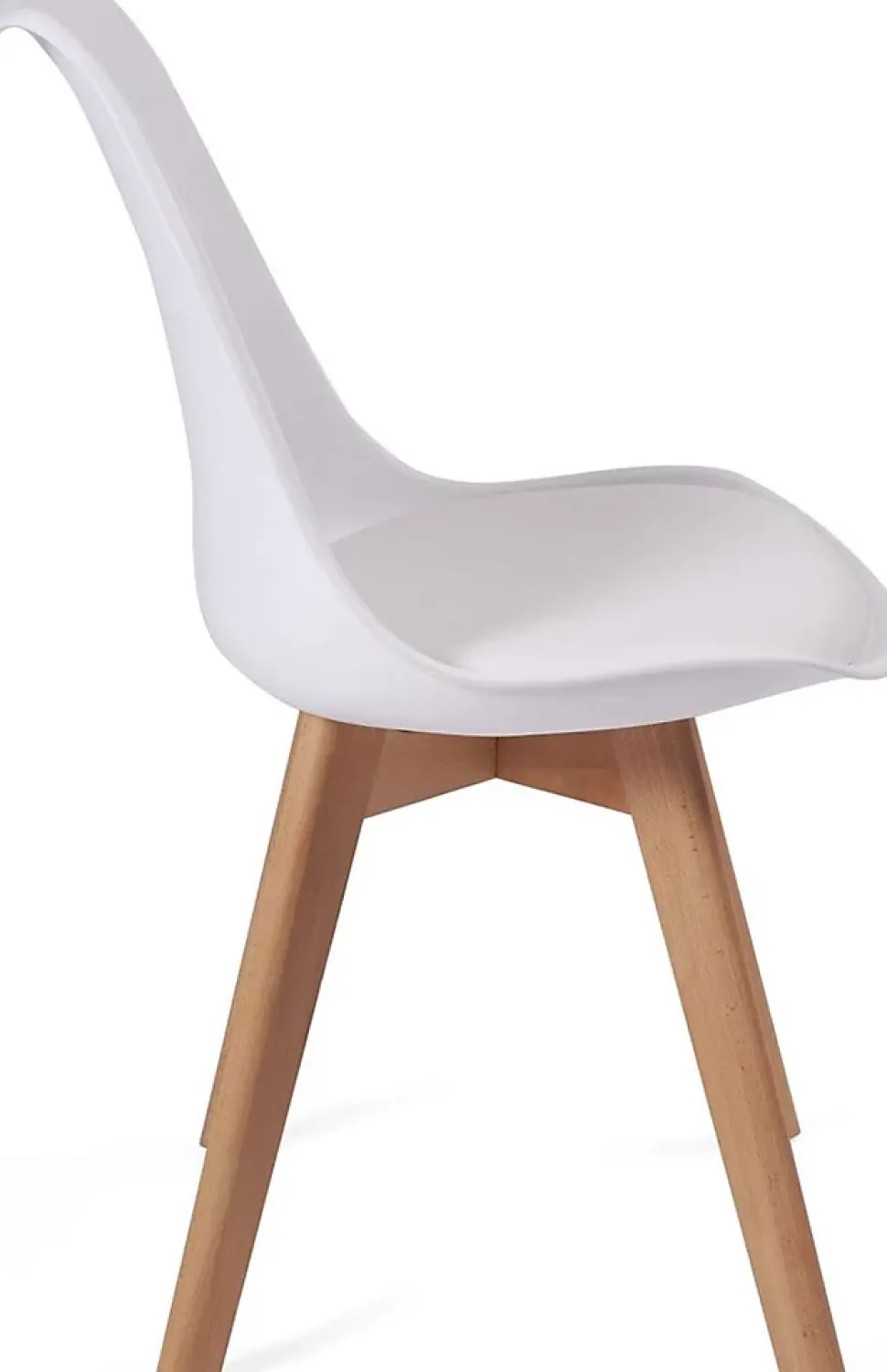 Lot 2 Chaises Scandinaves Large Siège Coussin Simili Pieds Bois Hêtre LAO (blanc)