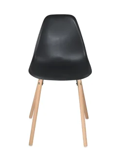 Lot 4 Chaises Scandinaves de Cuisine Siège Plastique Souple Pieds Bois Clair OVA (noir)