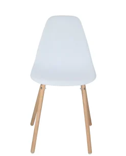 Lot 4 Chaises Scandinaves de Cuisine Siège Plastique Souple Pieds Bois Clair OVA (blanche)