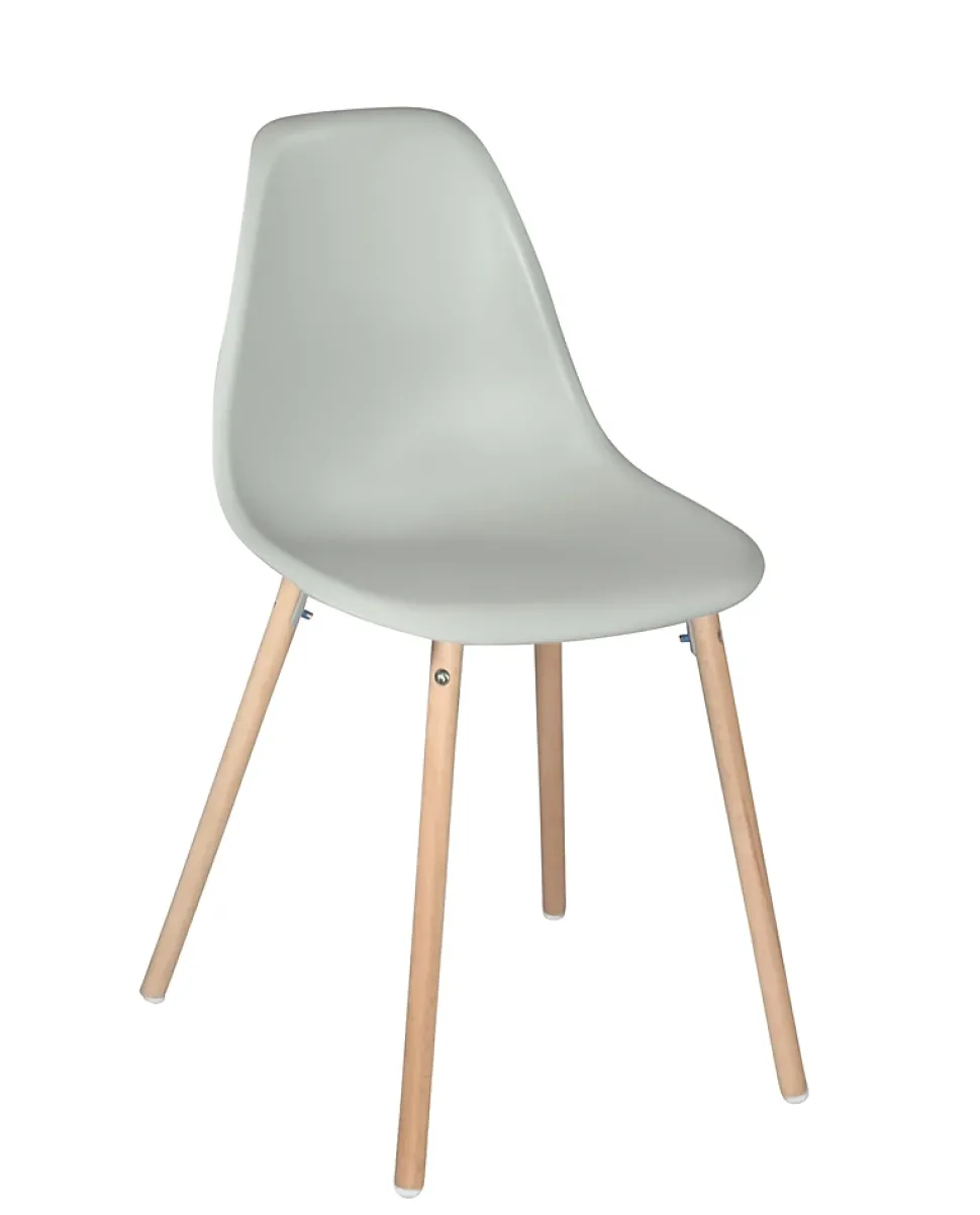 Lot 4 Chaises Scandinaves de Cuisine Siège Plastique Souple Pieds Bois Clair OVA (gris)