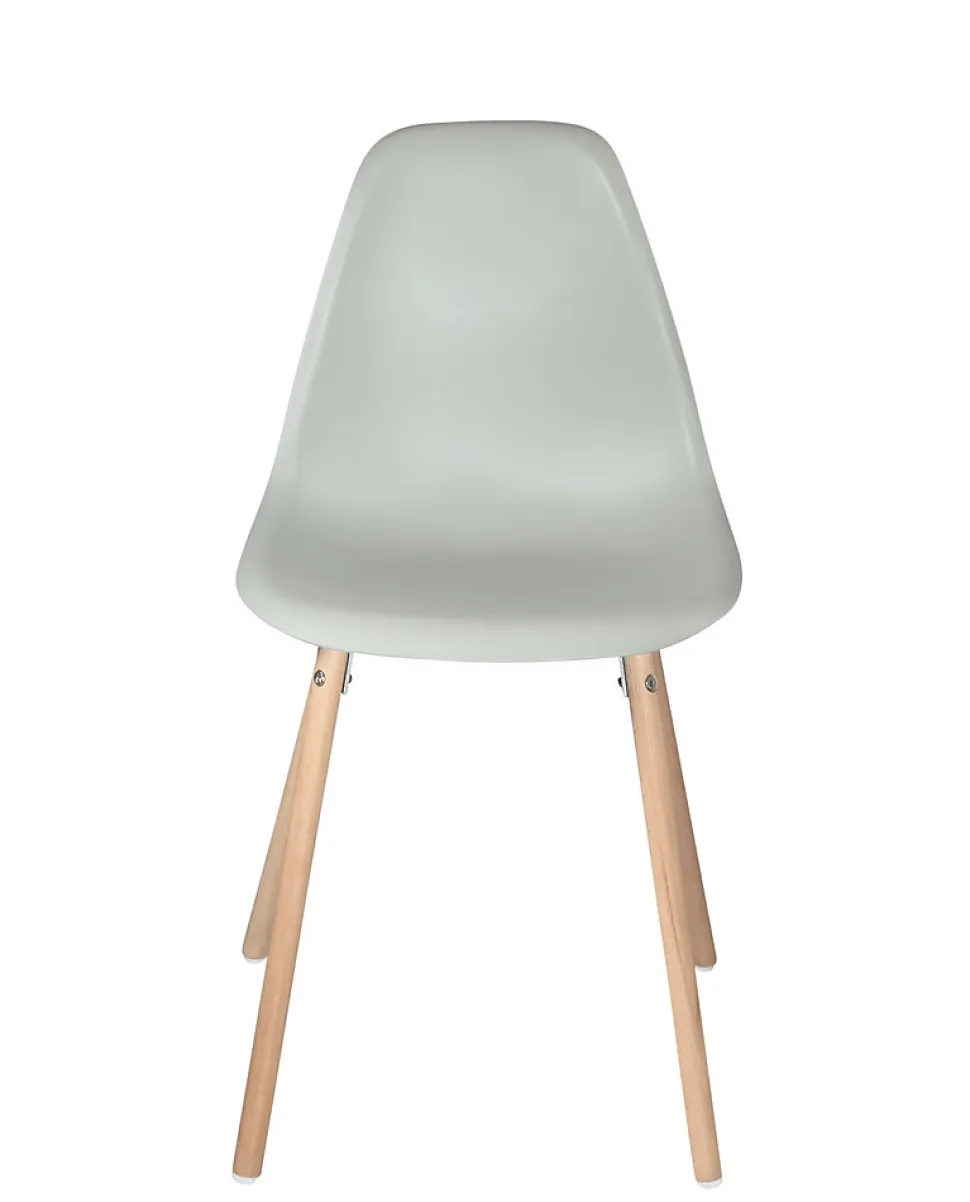 Lot 4 Chaises Scandinaves de Cuisine Siège Plastique Souple Pieds Bois Clair OVA (gris)