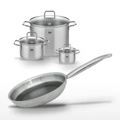 Lot 3 Faitouts 14/20/26 cm & Poêle 28 cm Elo Relief Solution