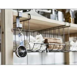 Lot 12 panier suspendu, organisateur à suspendre, rangement placard cuisine, panier de rangement en métal noir -L22 x P22 x H13 cm