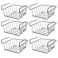 Lot 12 panier suspendu, organisateur à suspendre, rangement placard cuisine, panier de rangement en métal noir -L22 x P22 x H13 cm