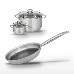 Lot 1 Poêle 28 cm et 2 Faitouts 12/24 cm Elo Relief Solution