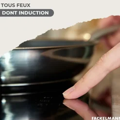 Lot 1 Poêle 20cm & 3 Faitouts 16/20/24cm Fackelmann Geneva avec 5 ustensiles