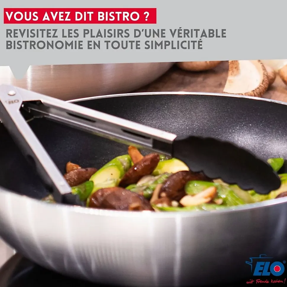 Lot 2 Poêles 24/28 cm avec revêtement céramique sans PFAS et 3 Faitouts 12/14/20 cm Elo Bistro Line Citrin