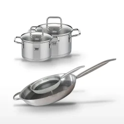 Lot 2 Poêles 32/24 cm et 2 Faitouts 14/12 cm Elo Relief Solution