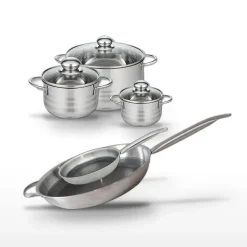 Lot 2 Poêles 24/32cm & 3 Faitouts 12/16/24cm Elo Relief Solution