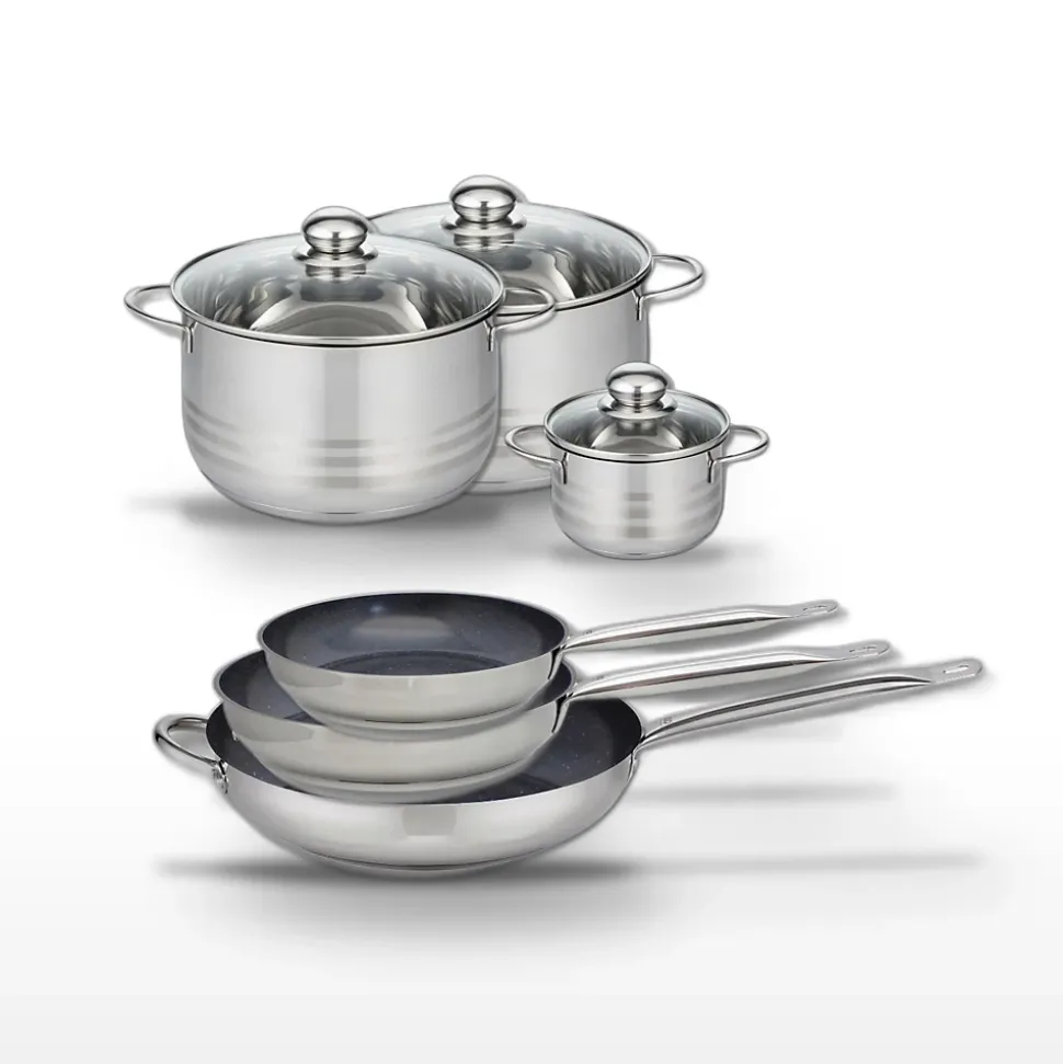 Lot 3 Poêles 24/28/32cm Elo Profi Therm Platinum et 3 Faitouts Elo Brillant